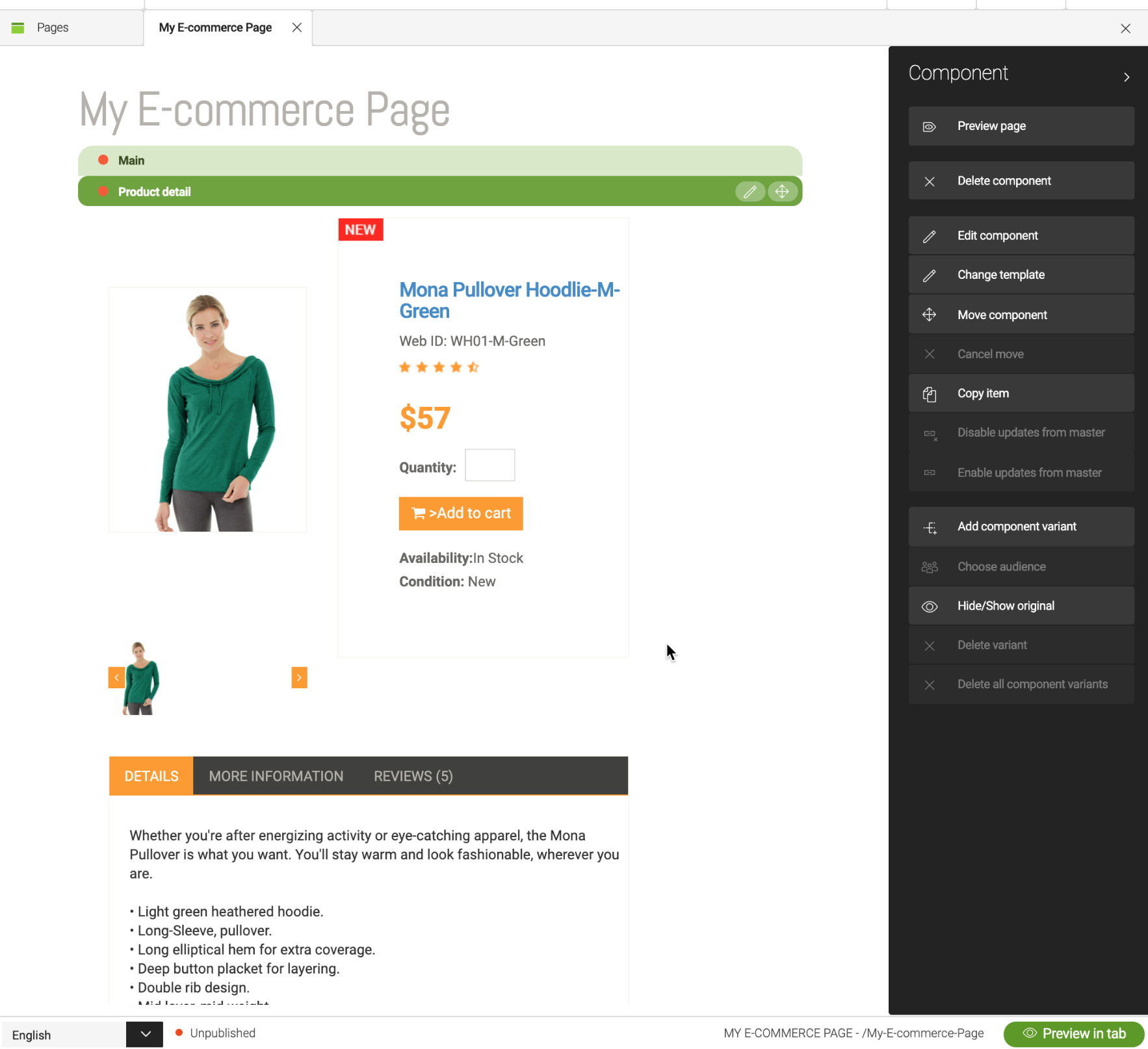 E-commerce product detail page